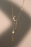 14K Real Gold Plated Moon Star Dangle Necklace