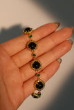 18K Real Gold Plated Natural Black Agate Bracelet