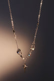 Platinum Plated Moonstones Star Necklace