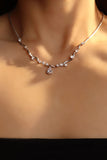 Platinum Plated Diamond Spiral Drop Necklace