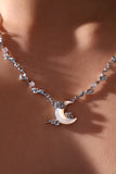 Platinum Plated Diamonds Natural Shell Moon Necklace