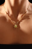 18K Real Gold Plated Green Opal Sun Necklace
