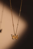 18K Gold Vermeil Color Gems Butterfly Pendant Necklace