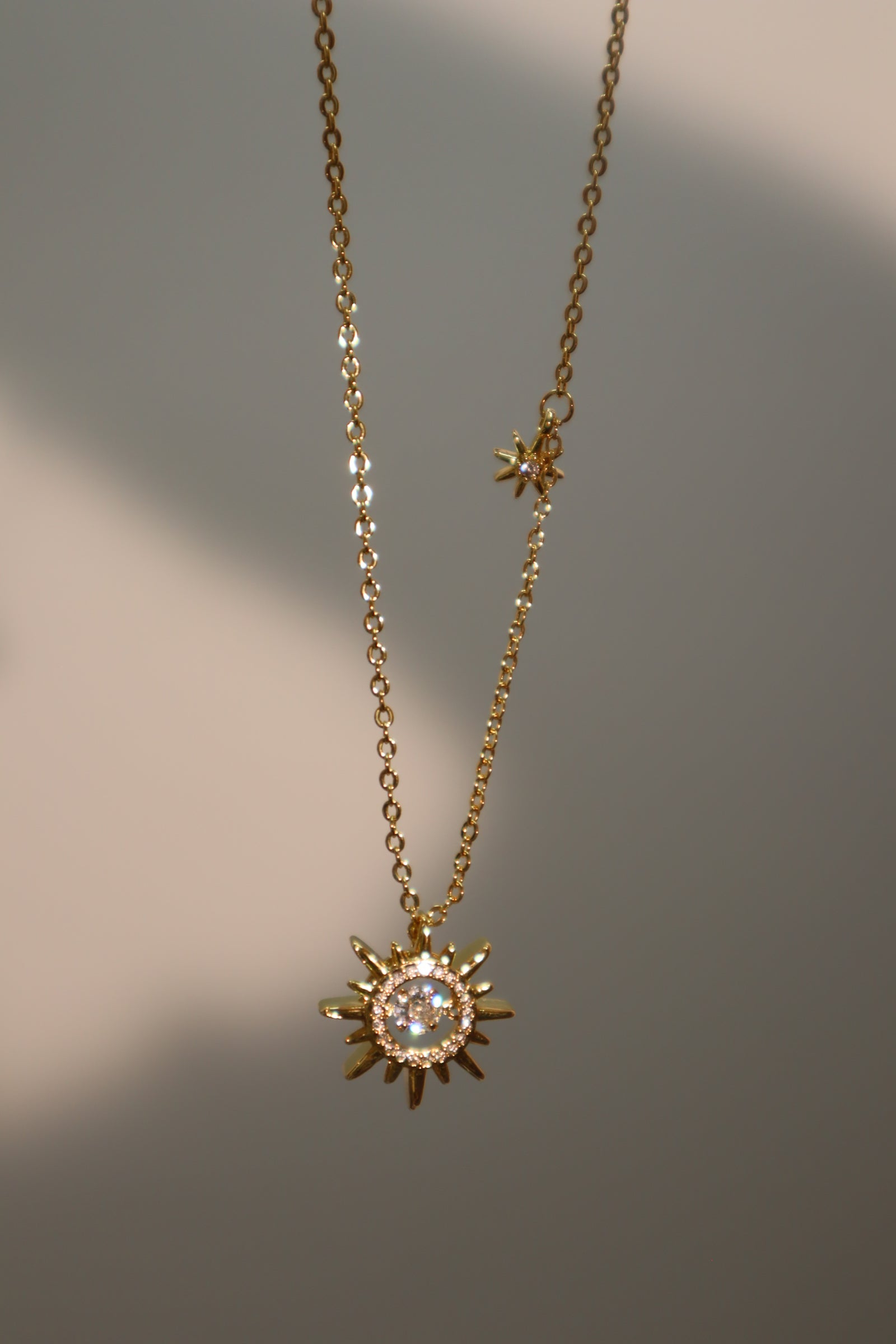 18K Gold Vermeil Diamond Sun Necklace