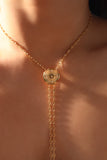 18K Real Gold Plated Pole Star Clock Lariat Necklace