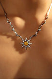 Platinum Plated Orange Opal Sun Necklace