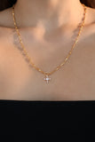 18K Real Gold Plated Diamond Cross Lariat Necklace