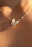 14K Real Gold Plated Natural Shell Butterfly Pendant Necklace