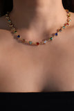 18K Real Gold Plated Multi Color Heart Gem Necklace