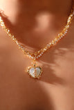 18K Real Gold Plated Blue Opal Heart necklace