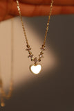 14K Real Gold Plated Diamond Shell Heart Necklace