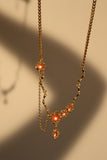 18K Real Gold Plated Pink Glitter Gem Dangle Necklace