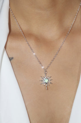 Platinum Plated Pole Star Wave Layer Necklace
