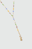 18K Real Gold Plated Color Gem Rose Lariat Long Necklace