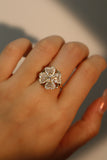 14K Real Gold Plated Spinning Diamond Clover Ring