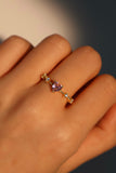 18K Gold Vermeil Pink Gem Heart Ring