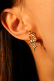 14K Real Gold Plated Natural Shell Butterfly Star Earrings