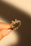 14K Real Gold Plated Butterfly Diamonds Ring