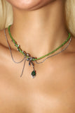 Platinum Plated Emerald Droplet Necklace