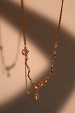 18K Real Gold Plated Pink Lavender Gem Dangle Necklace