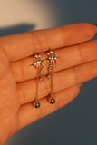 14K Real Gold Plated 3 in 1 Diamonds Star Earrings