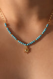 18K Gold Stainless Steel Sun Turquoise Necklace