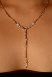 14K Real Gold Plated Diamond Petals Chain Necklace