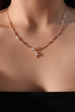 18K Rose Gold Plated Diamond Cross Necklace