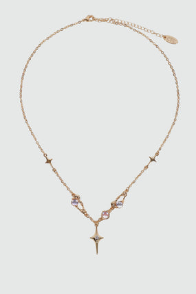 18K Real Gold Plated Moonstones Star Necklace
