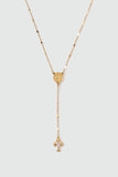 18K Real Gold Plated Cross Lariat Long Necklace