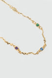 18K Real Gold Plated Multi Color Gem Wave Necklace