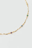 18K Real Gold Plated Multi Color Gem Wave Necklace