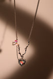 Rainbow Bowknot Heart Necklace