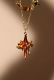 14K Real Gold Plated Tigerite Brown Star Necklace
