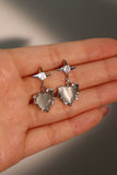 White Opal Heart Star Earrings