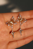 Mix Metal Butterfly Star Earrings