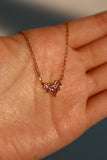 18K Gold Stainless Steel Pink Gem Heart Necklace