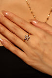 18K Real Gold Plated Diamond Flowers Ring
