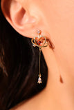 18K Real Gold Plated Pink Gem Heart Earrings