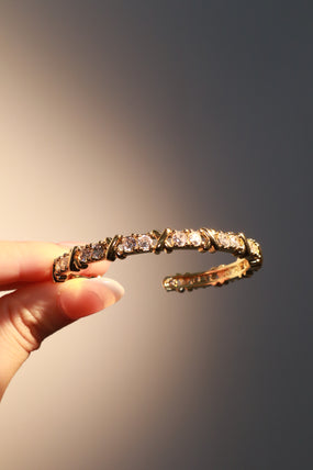 14K Real Gold Plated Diamond Cross Bracelet