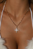 18K Real Gold Plated Multi Pearls Cross Necklace