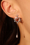 Platinum Plated Pink Gem Heart Earrings