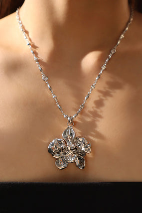 Platinum Plated Orchid Necklace