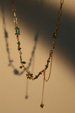 18K Real Gold Plated Green Gem Rose Necklace