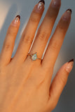 18K Gold Stainless Steel Blue Opal Water Droplets Ring