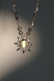 Platinum Plated Green Opal Sun Necklace