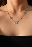 Platinum Plated Multi Diamond Butterfly Necklace