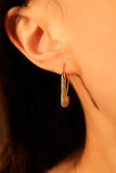 18K Real Gold Plated Diamond Paper Clip Earrings