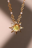 18K Real Gold Plated Green Opal Sun Necklace