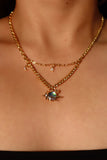 18K Real Gold Plated Moonstone Satum Star Necklace